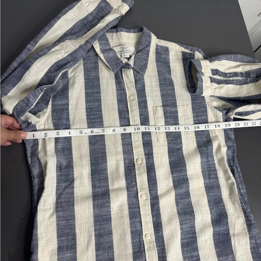 Birds of Paradis by Trovata Blue & White Striped Linen Blend Shirt Dress - Picture 6 of 8